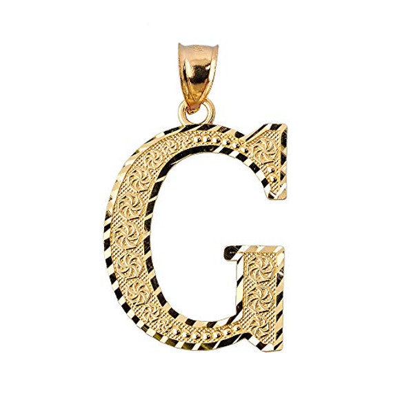 Solid 10K Yellow Gold A-Z Roman Initial Letter Pendant