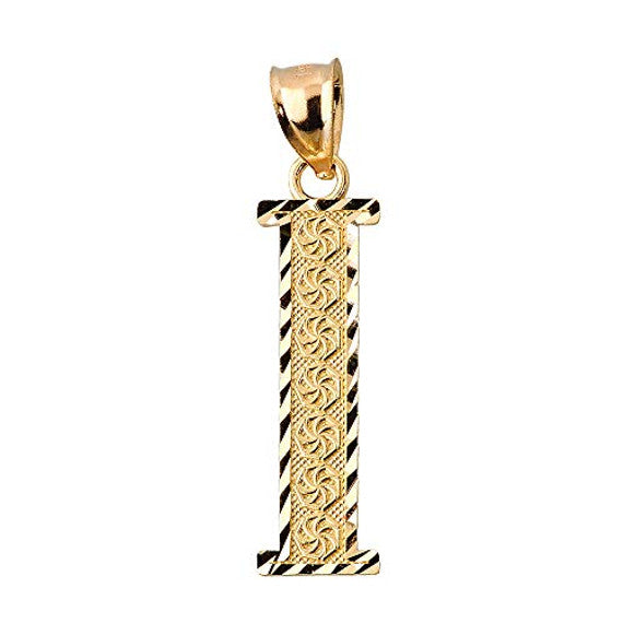 Solid 10K Yellow Gold A-Z Roman Initial Letter Pendant