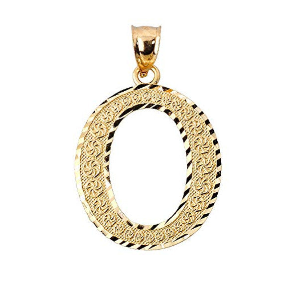 Solid 10K Yellow Gold A-Z Roman Initial Letter Pendant
