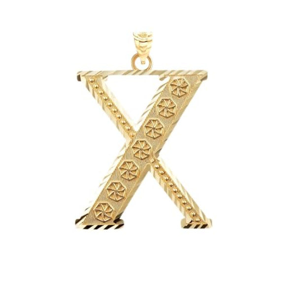 Solid 10K Yellow Gold A-Z Roman Initial Letter Pendant