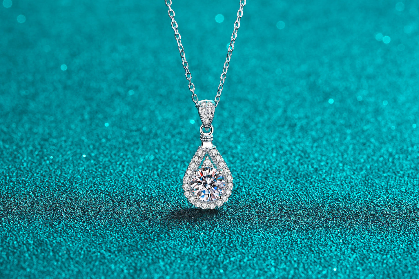 925 Sterling Silver Moissanite Zircon cable chain GRA Plating Inlay Water Droplets Pendant Necklace
