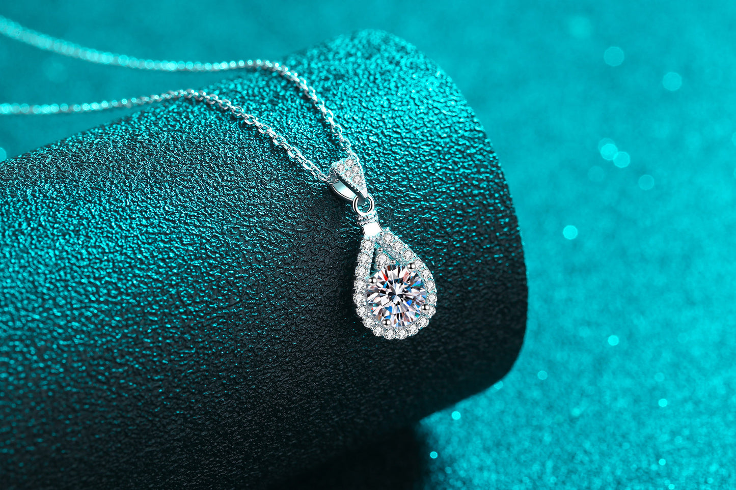 925 Sterling Silver Moissanite Zircon cable chain GRA Plating Inlay Water Droplets Pendant Necklace