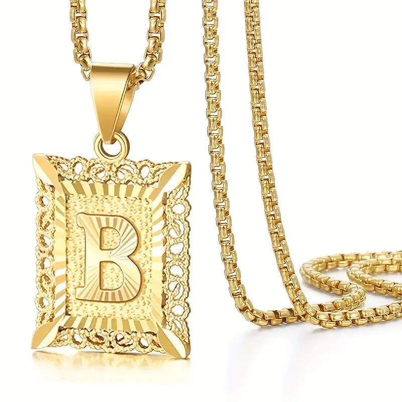14K Real Gold Plated Personalized Initial Capital Letter Pendant