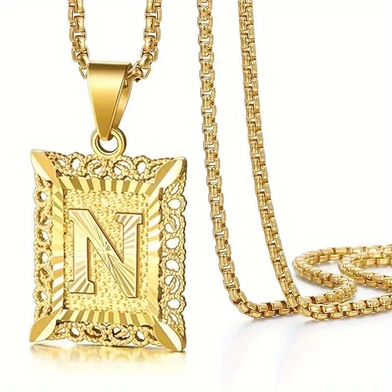 14K Real Gold Plated Personalized Initial Capital Letter Pendant