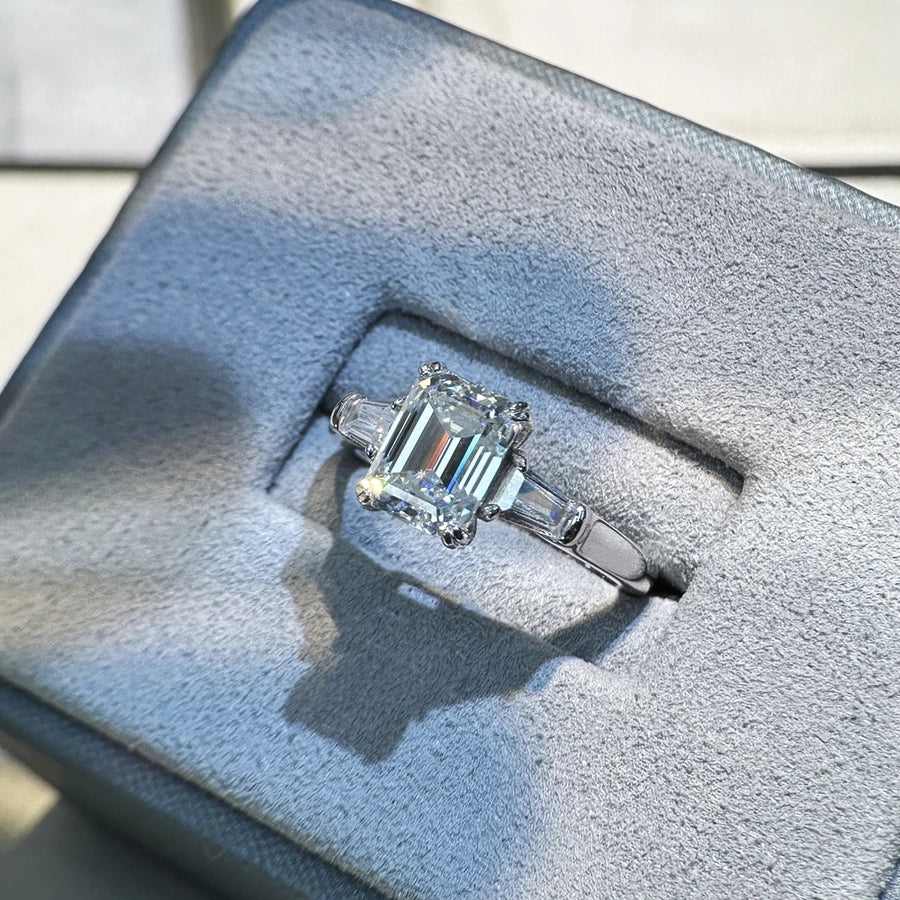 925 Sterling Silver Moissanite Zircon Solid Color Rings