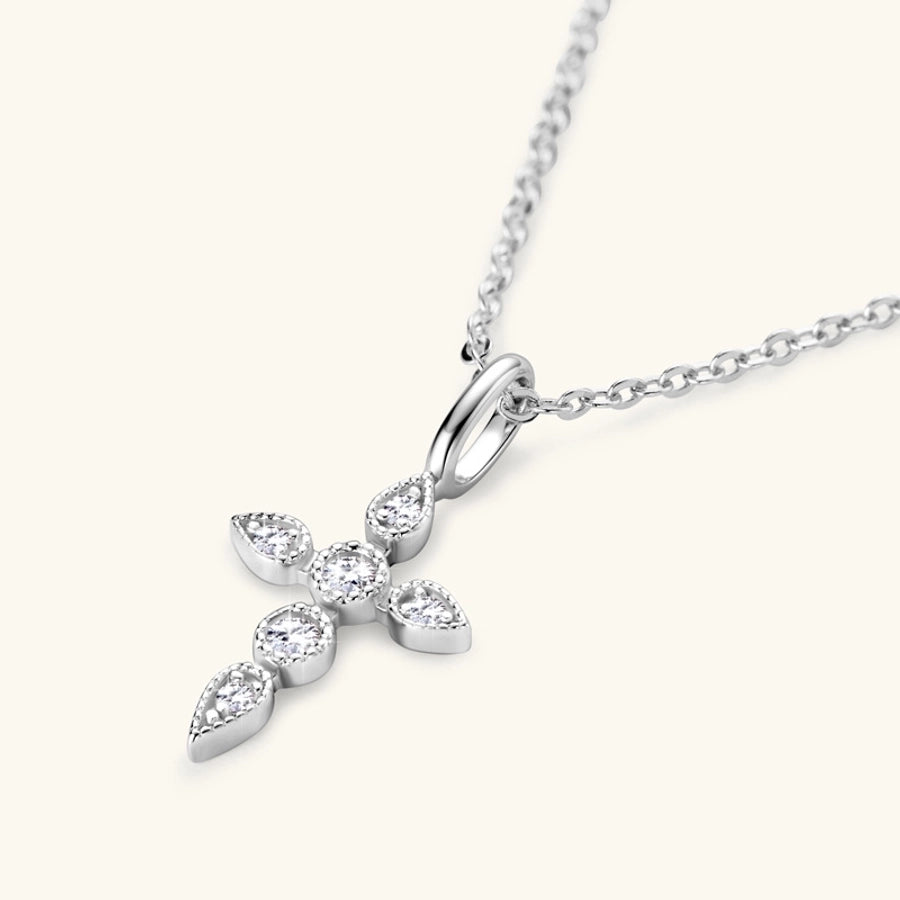 925 Sterling Silver Moissanite Inlay Solid Color Pendant Necklace