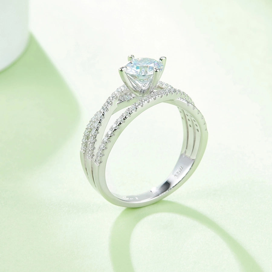 925 Sterling Silver Moissanite Round Rings