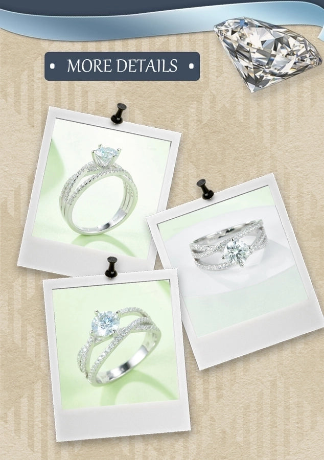 925 Sterling Silver Moissanite Round Rings