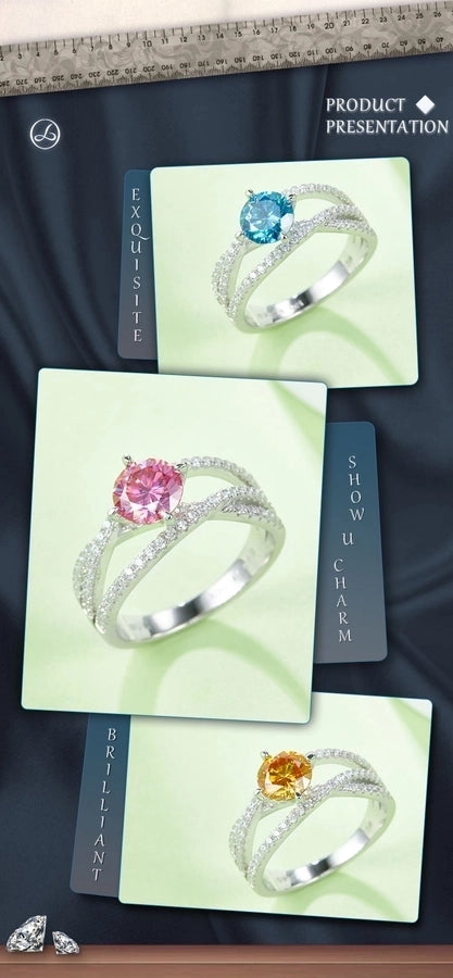 925 Sterling Silver Moissanite Round Rings