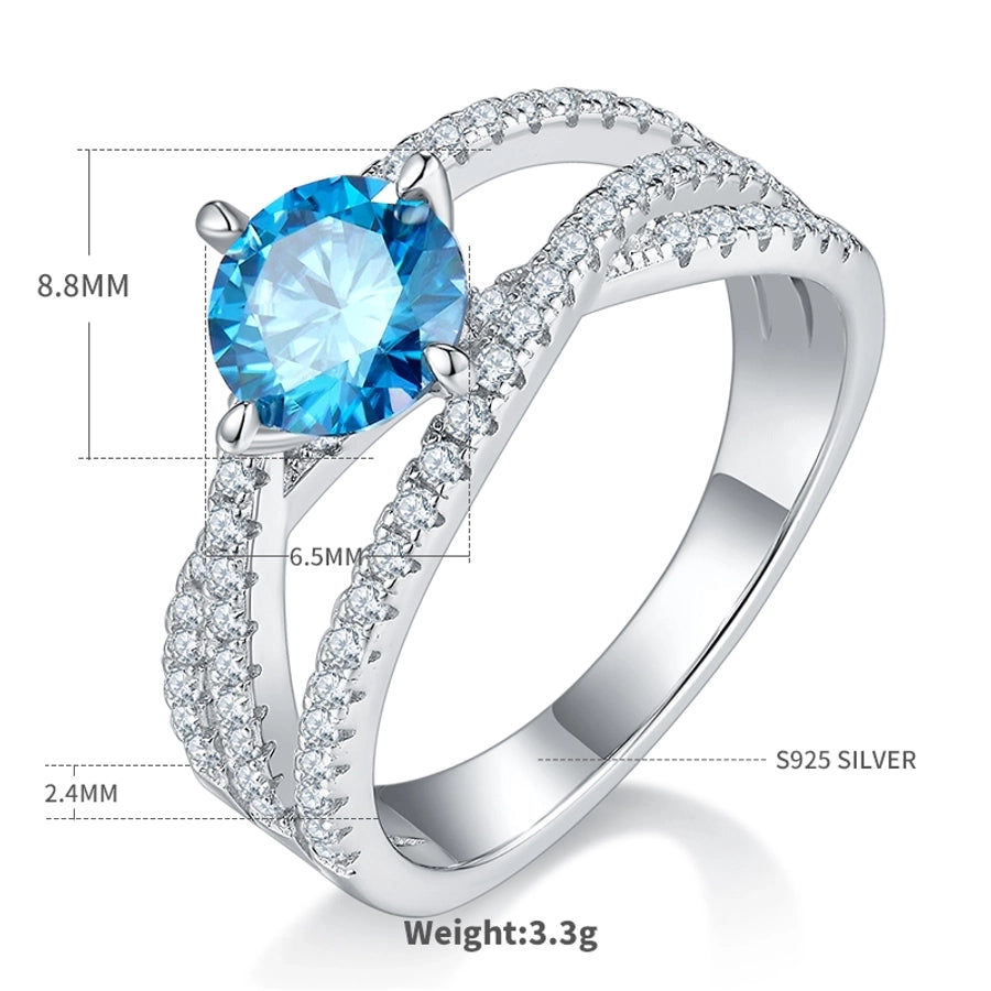 925 Sterling Silver Moissanite Round Rings
