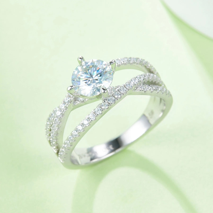 925 Sterling Silver Moissanite Round Rings