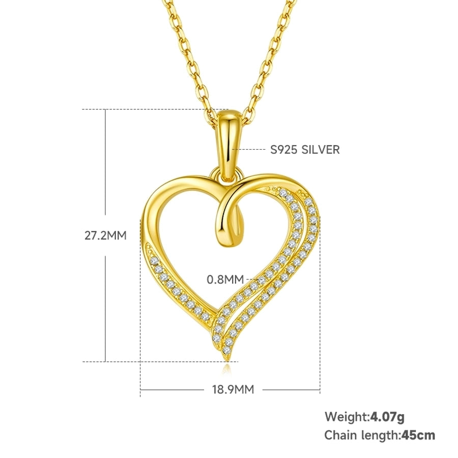 925 Sterling Silver Moissanite cable chain Plating Inlay Heart Shape GRA Certificate Pendant Necklace