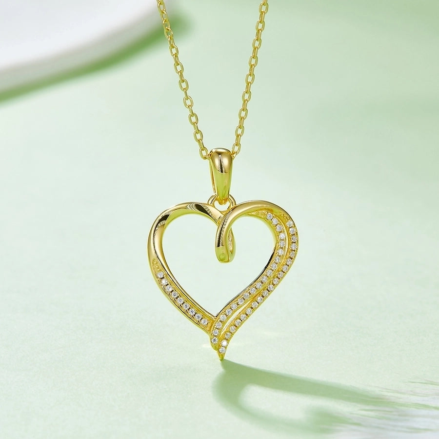 925 Sterling Silver Moissanite cable chain Plating Inlay Heart Shape GRA Certificate Pendant Necklace