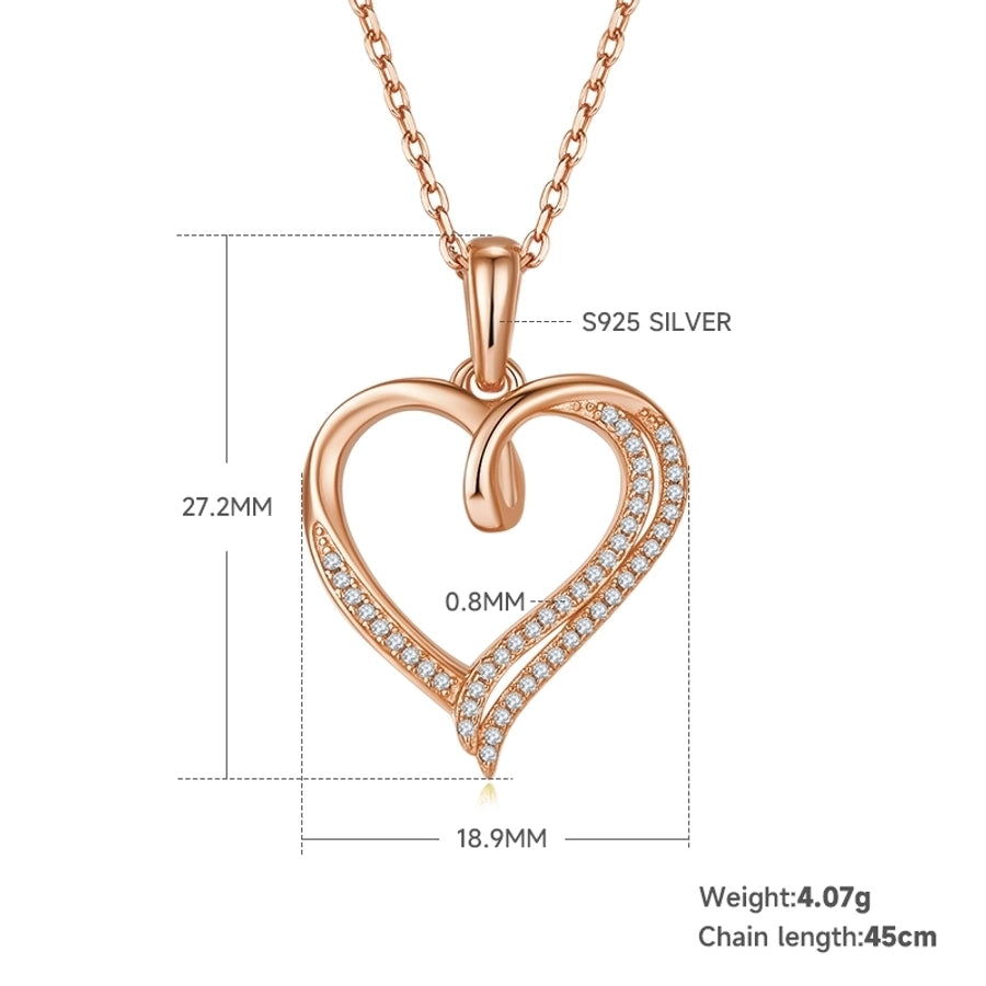 925 Sterling Silver Moissanite cable chain Plating Inlay Heart Shape GRA Certificate Pendant Necklace