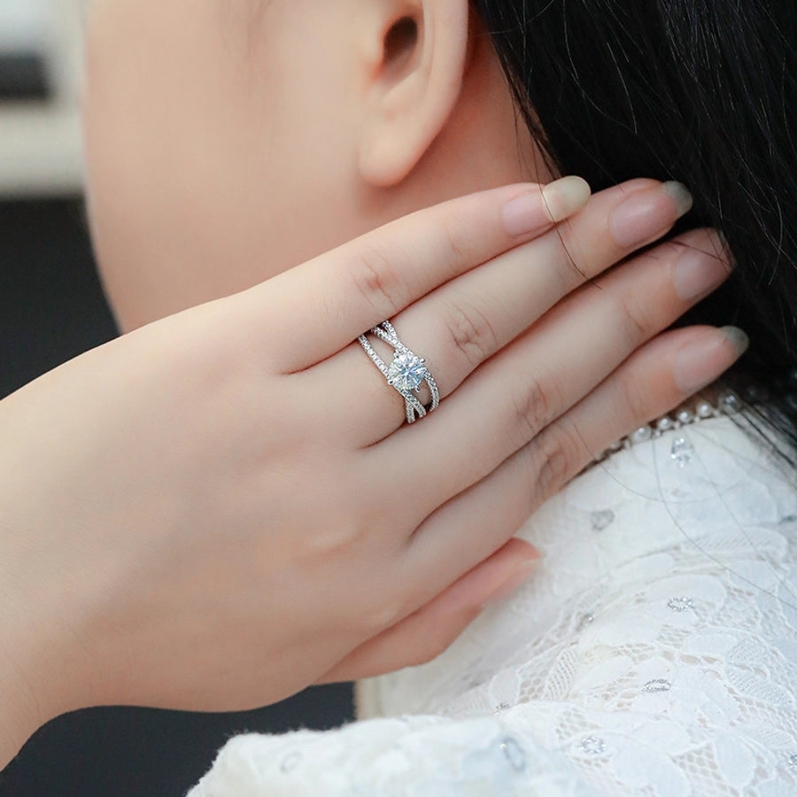 925 Sterling Silver Moissanite Round Rings
