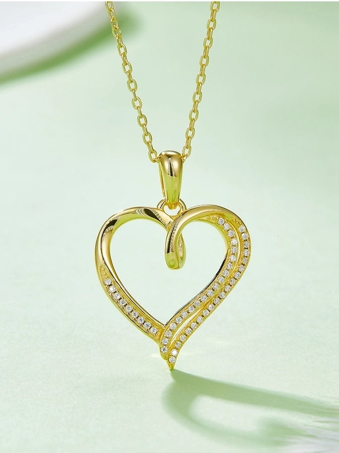 925 Sterling Silver Moissanite cable chain Plating Inlay Heart Shape GRA Certificate Pendant Necklace
