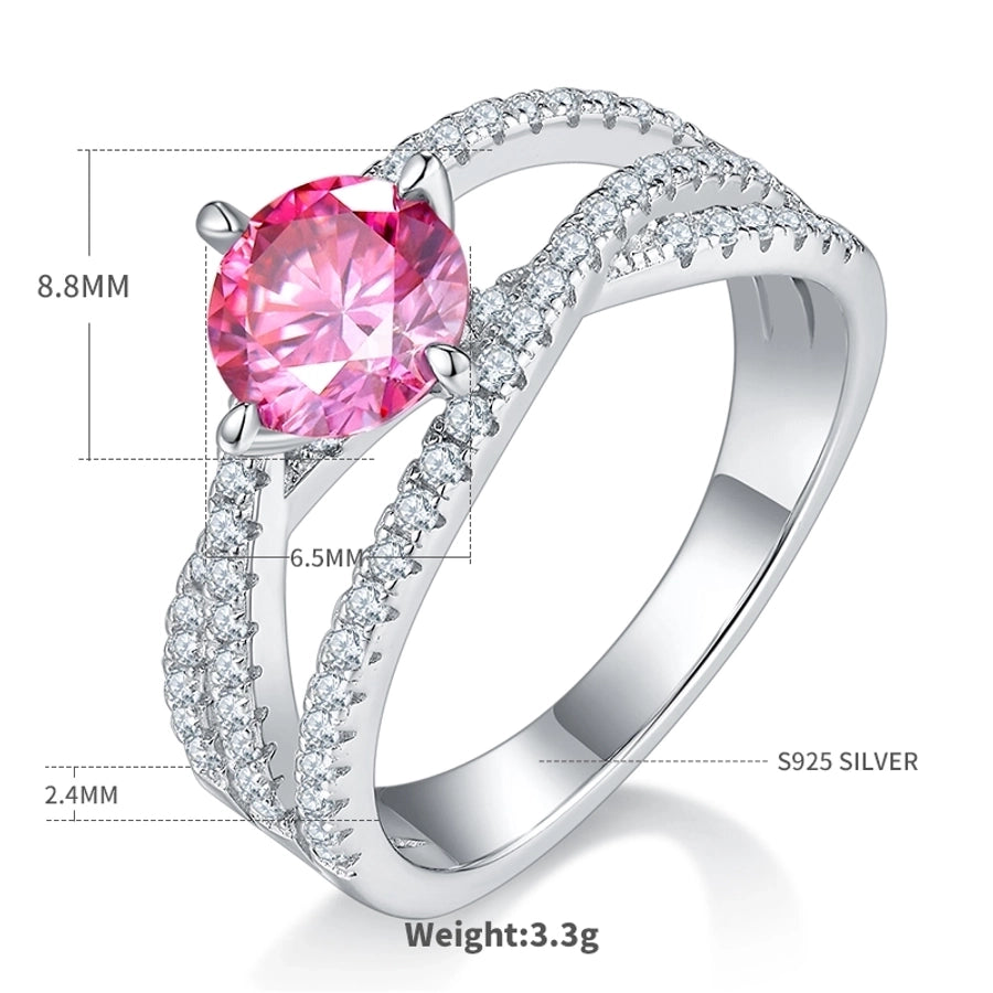 925 Sterling Silver Moissanite Round Rings