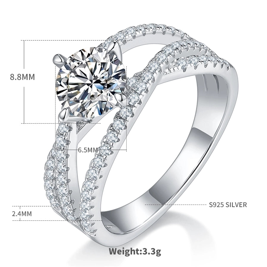 925 Sterling Silver Moissanite Round Rings
