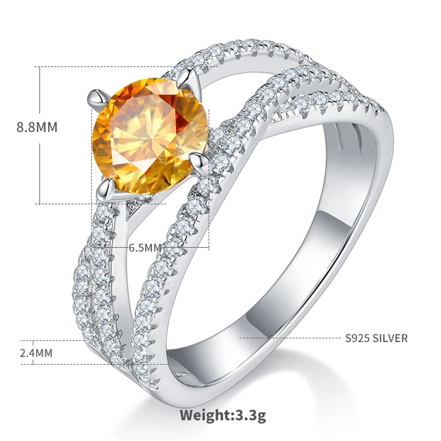925 Sterling Silver Moissanite Round Rings