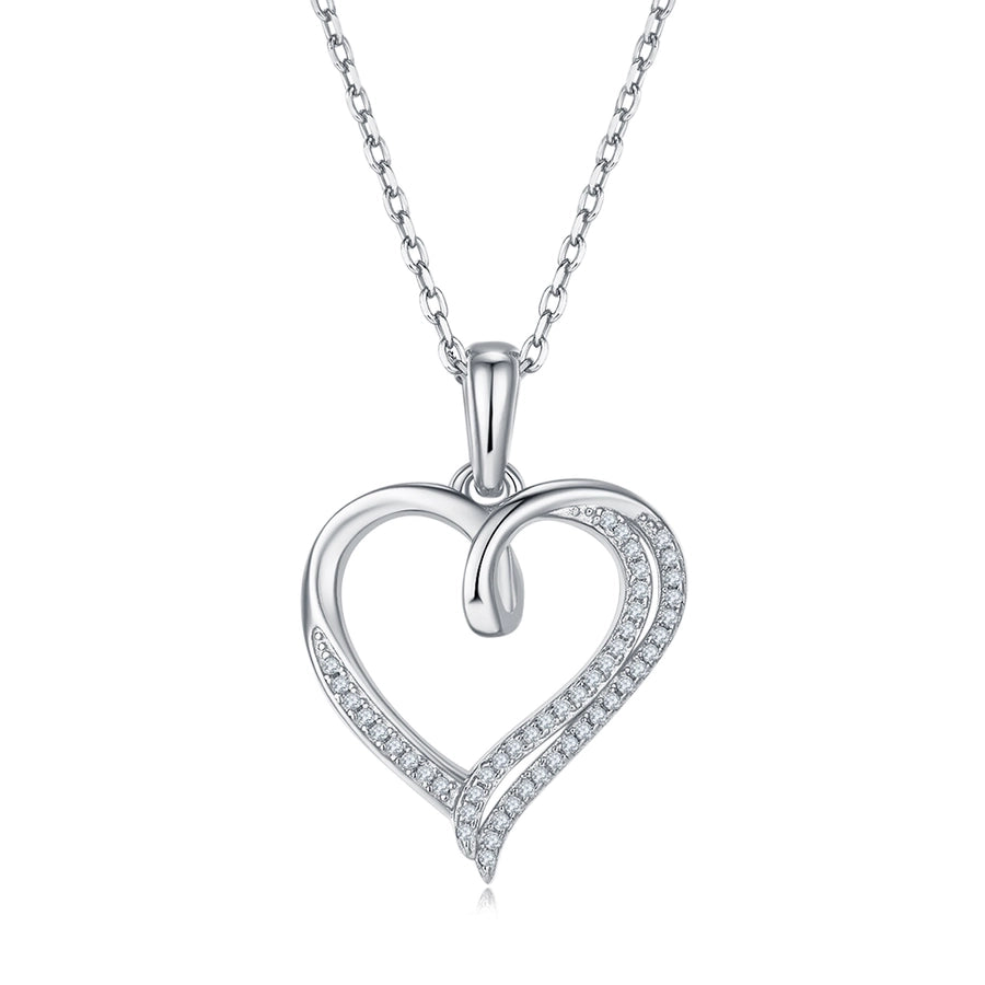 925 Sterling Silver Moissanite cable chain Plating Inlay Heart Shape GRA Certificate Pendant Necklace