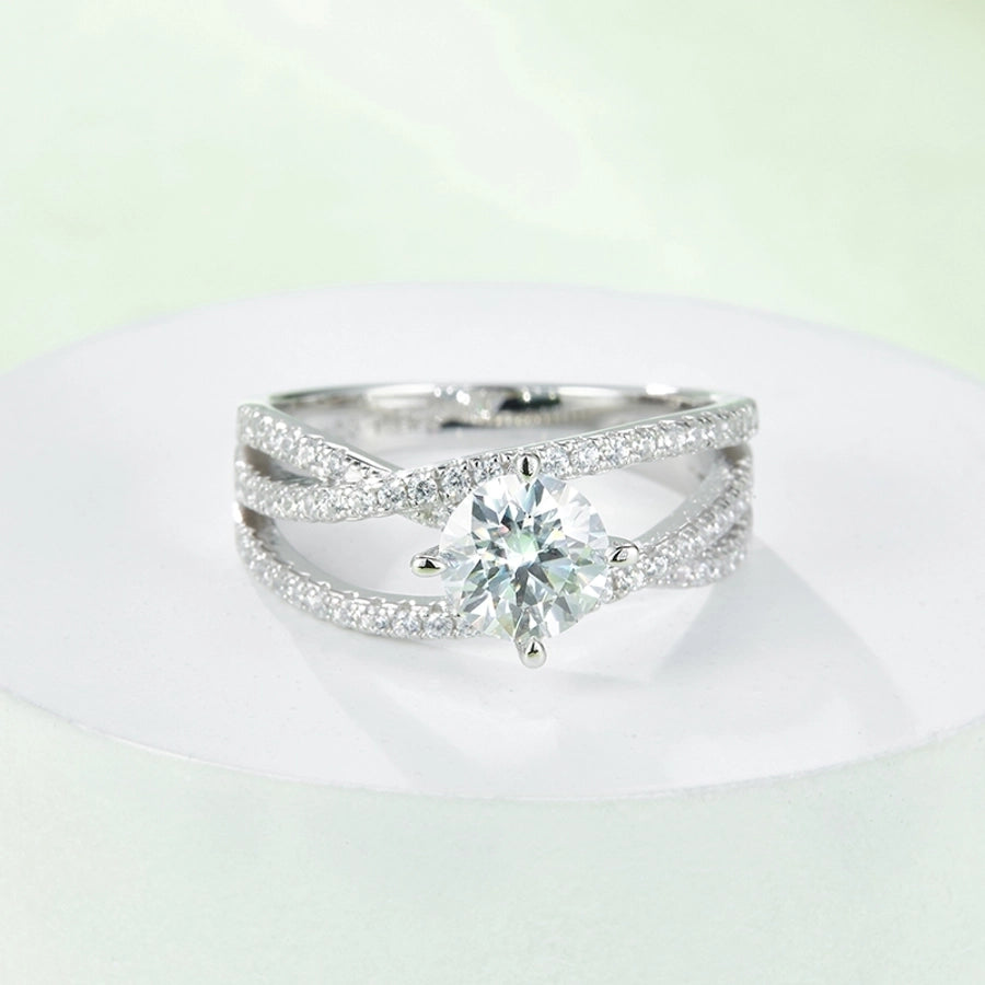 925 Sterling Silver Moissanite Round Rings