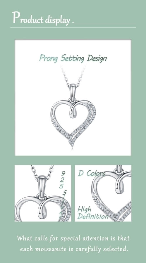 925 Sterling Silver Moissanite cable chain Plating Inlay Heart Shape GRA Certificate Pendant Necklace