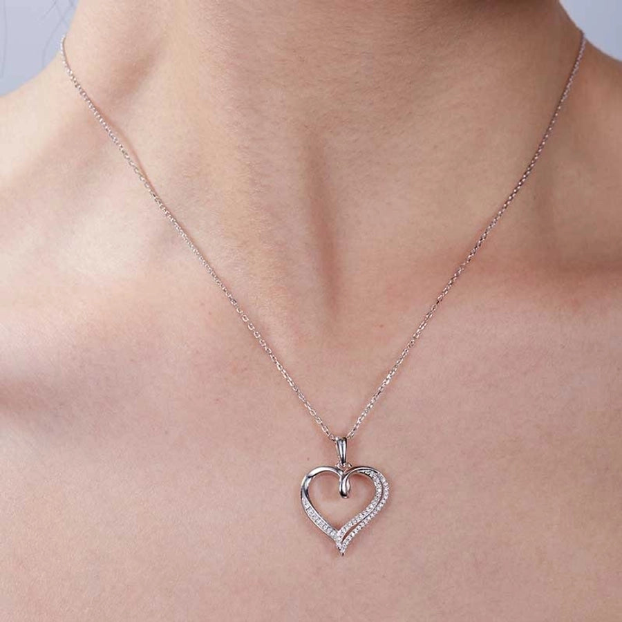 925 Sterling Silver Moissanite cable chain Plating Inlay Heart Shape GRA Certificate Pendant Necklace