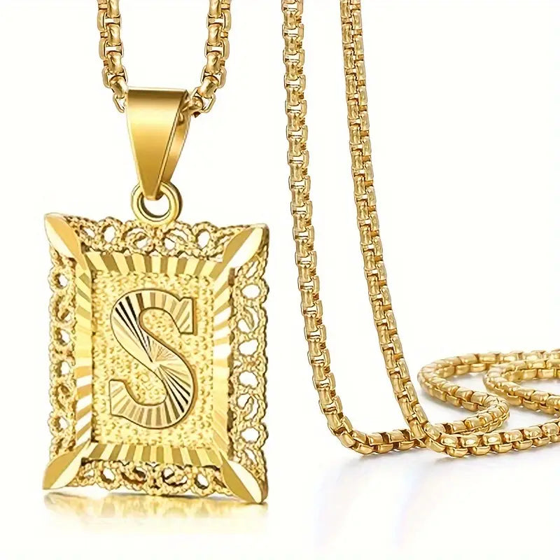 14K Real Gold Plated Personalized Initial Capital Letter Pendant