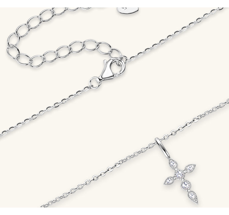 925 Sterling Silver Moissanite Inlay Solid Color Pendant Necklace