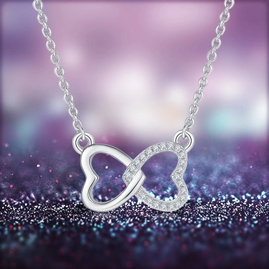 0.1ct VVS1-VVS2 Round Brilliant Cut Long-Lasting Plated Moissanite Inlay Heart Shape GRA Certificate Pendant Necklace
