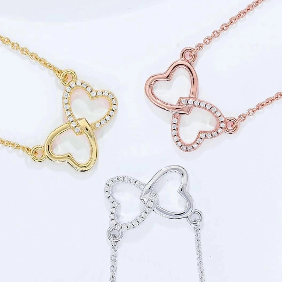 0.1ct VVS1-VVS2 Round Brilliant Cut Long-Lasting Plated Moissanite Inlay Heart Shape GRA Certificate Pendant Necklace