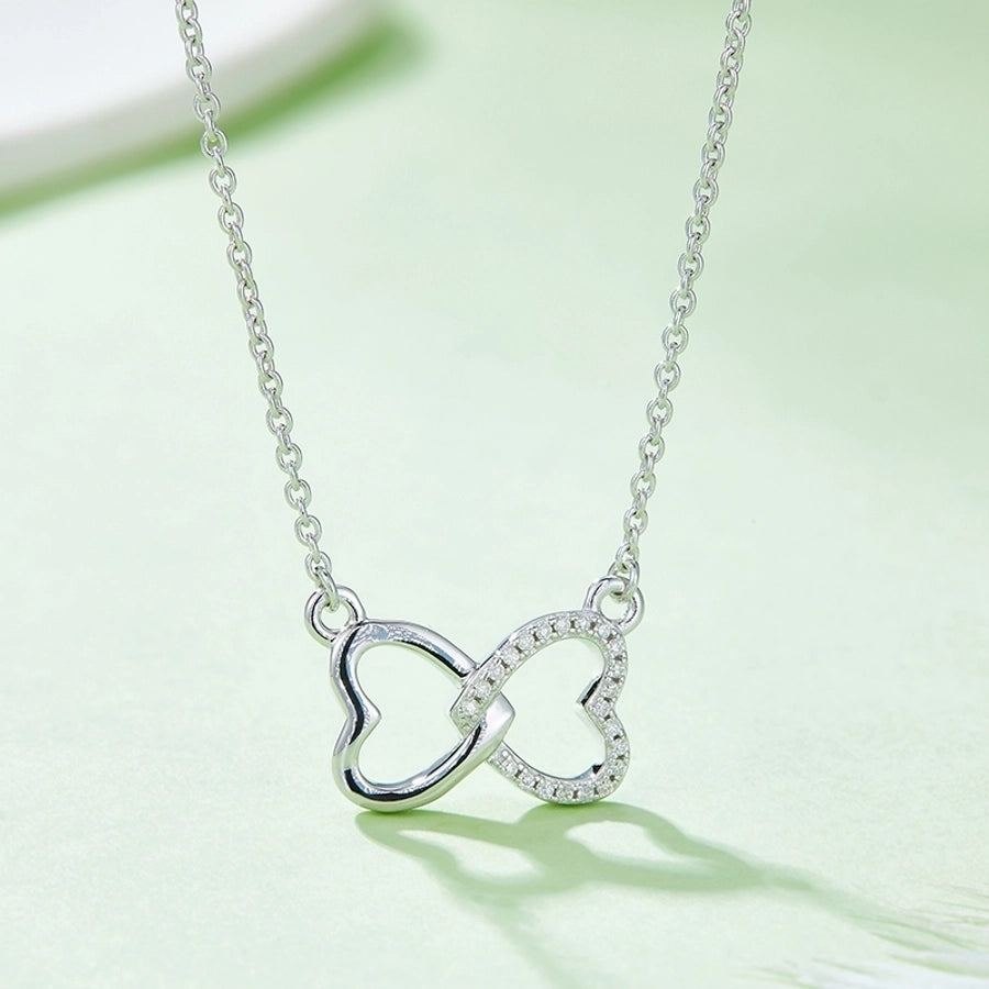 0.1ct VVS1-VVS2 Round Brilliant Cut Long-Lasting Plated Moissanite Inlay Heart Shape GRA Certificate Pendant Necklace