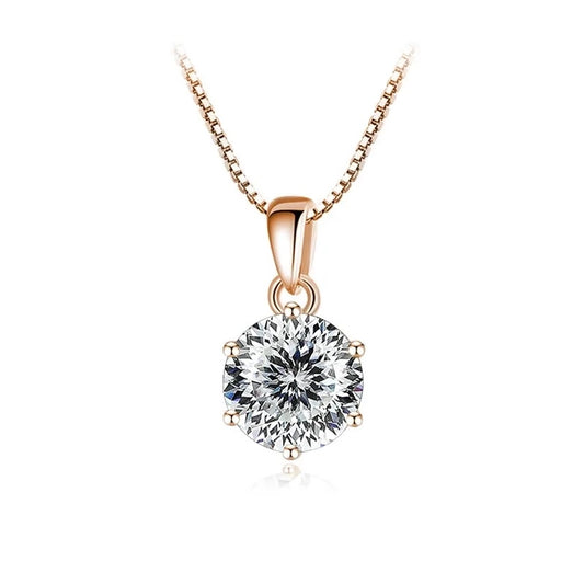 1.0ct 925 Sterling Silver 6.5mm Moissanite None Inlay Round GRA Certificate Pendant Necklace
