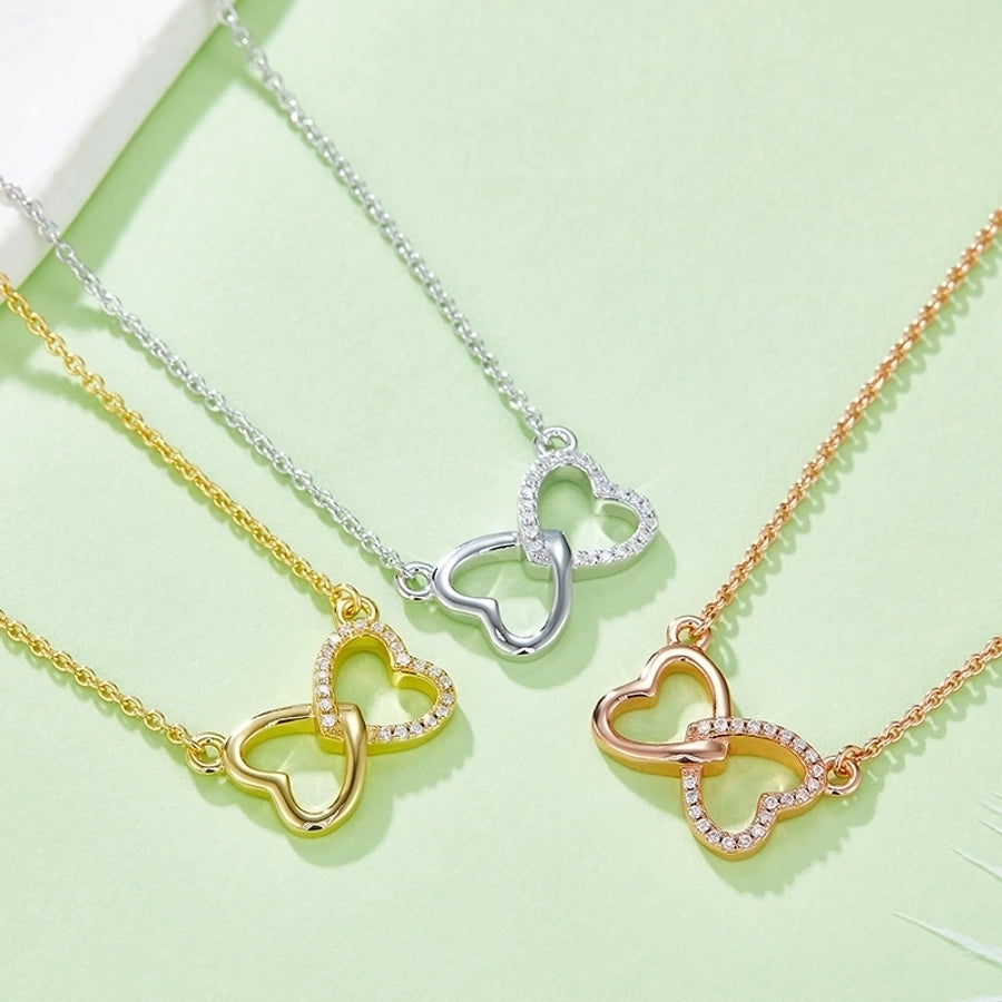 0.1ct VVS1-VVS2 Round Brilliant Cut Long-Lasting Plated Moissanite Inlay Heart Shape GRA Certificate Pendant Necklace