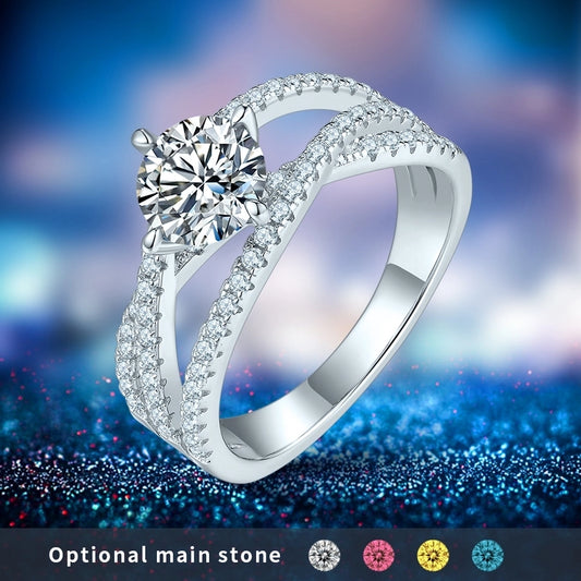 925 Sterling Silver Moissanite Round Rings