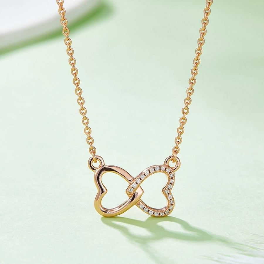 0.1ct VVS1-VVS2 Round Brilliant Cut Long-Lasting Plated Moissanite Inlay Heart Shape GRA Certificate Pendant Necklace