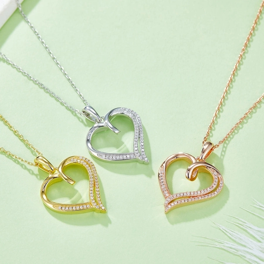 925 Sterling Silver Moissanite cable chain Plating Inlay Heart Shape GRA Certificate Pendant Necklace