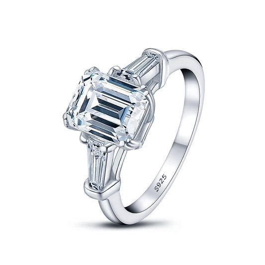 925 Sterling Silver Moissanite Zircon Solid Color Rings