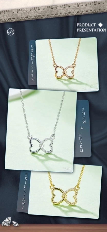 0.1ct VVS1-VVS2 Round Brilliant Cut Long-Lasting Plated Moissanite Inlay Heart Shape GRA Certificate Pendant Necklace