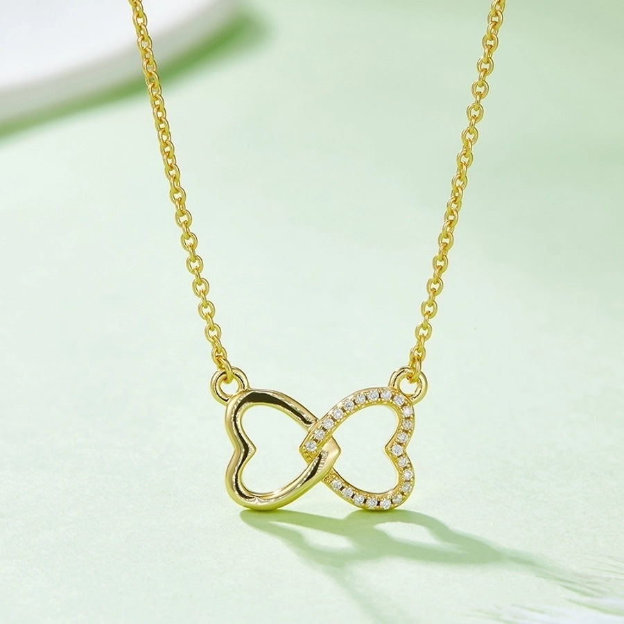 0.1ct VVS1-VVS2 Round Brilliant Cut Long-Lasting Plated Moissanite Inlay Heart Shape GRA Certificate Pendant Necklace