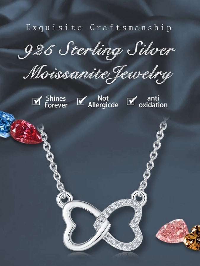 0.1ct VVS1-VVS2 Round Brilliant Cut Long-Lasting Plated Moissanite Inlay Heart Shape GRA Certificate Pendant Necklace